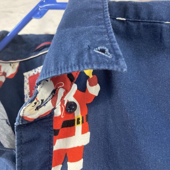 Denim & Flower Ricky Singh Santa Claus Button Up Short Sleeve Men’s-Medium Blue - Picture 4 of 13